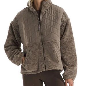 the North Face Cabin Fleece Knit Jacket Mocha Brown Small Sherpa Zip